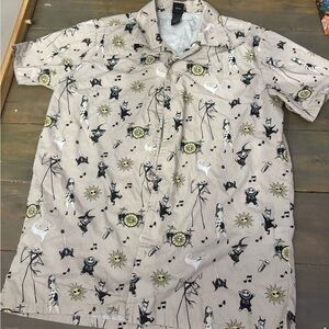 Men's Beige disney nightmare before Christmas Print Shirt medium